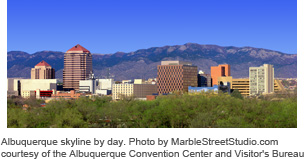 Albuquerque Skyline. Photo by MarbleStreetStudio.com courtesy of the Albuquerque Convention Center and Visitor's Bureau